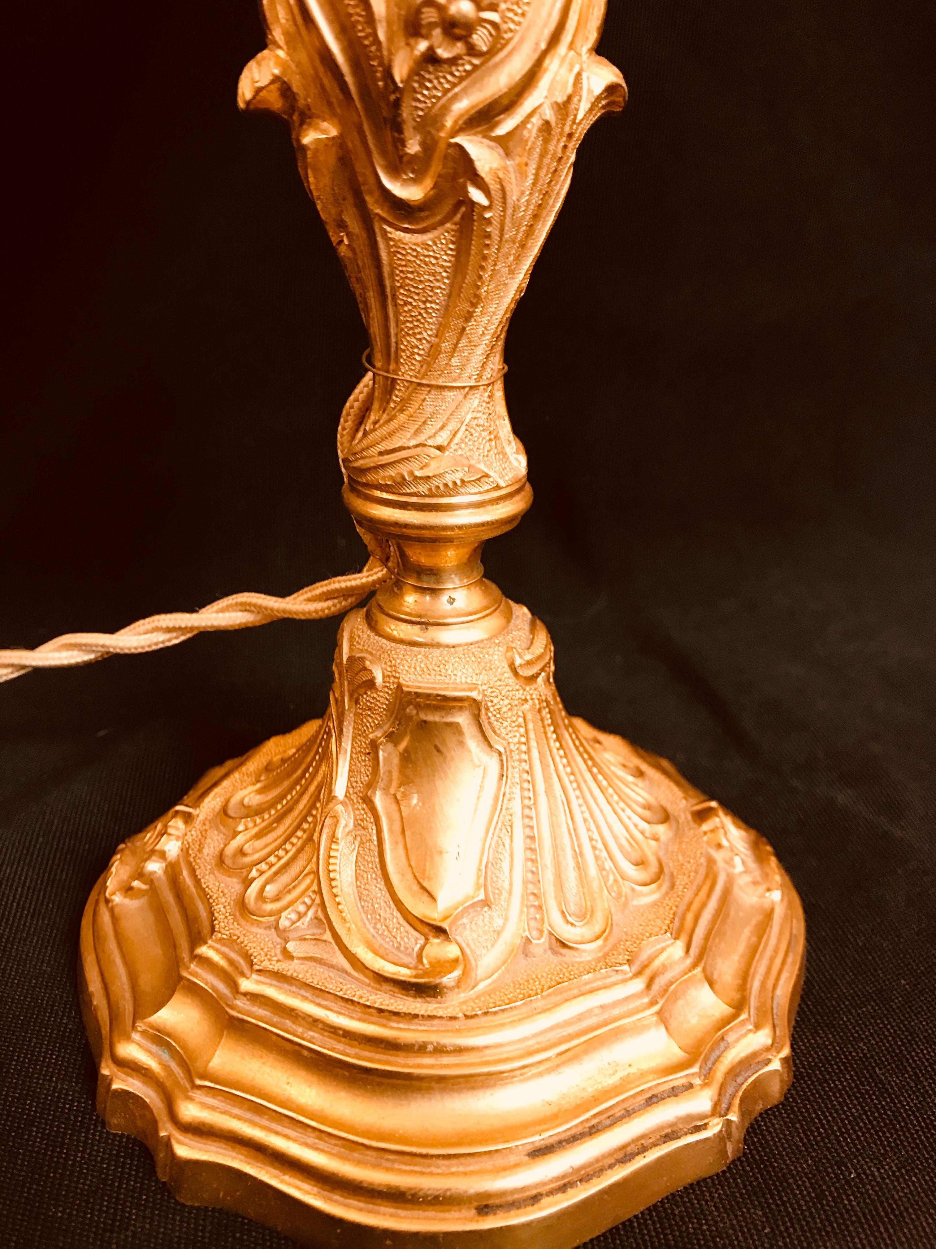 Rococo Louis XV Style Gilt and Chiseled Bronze Candlestick By Gherardo Degli Albizzi For Sale