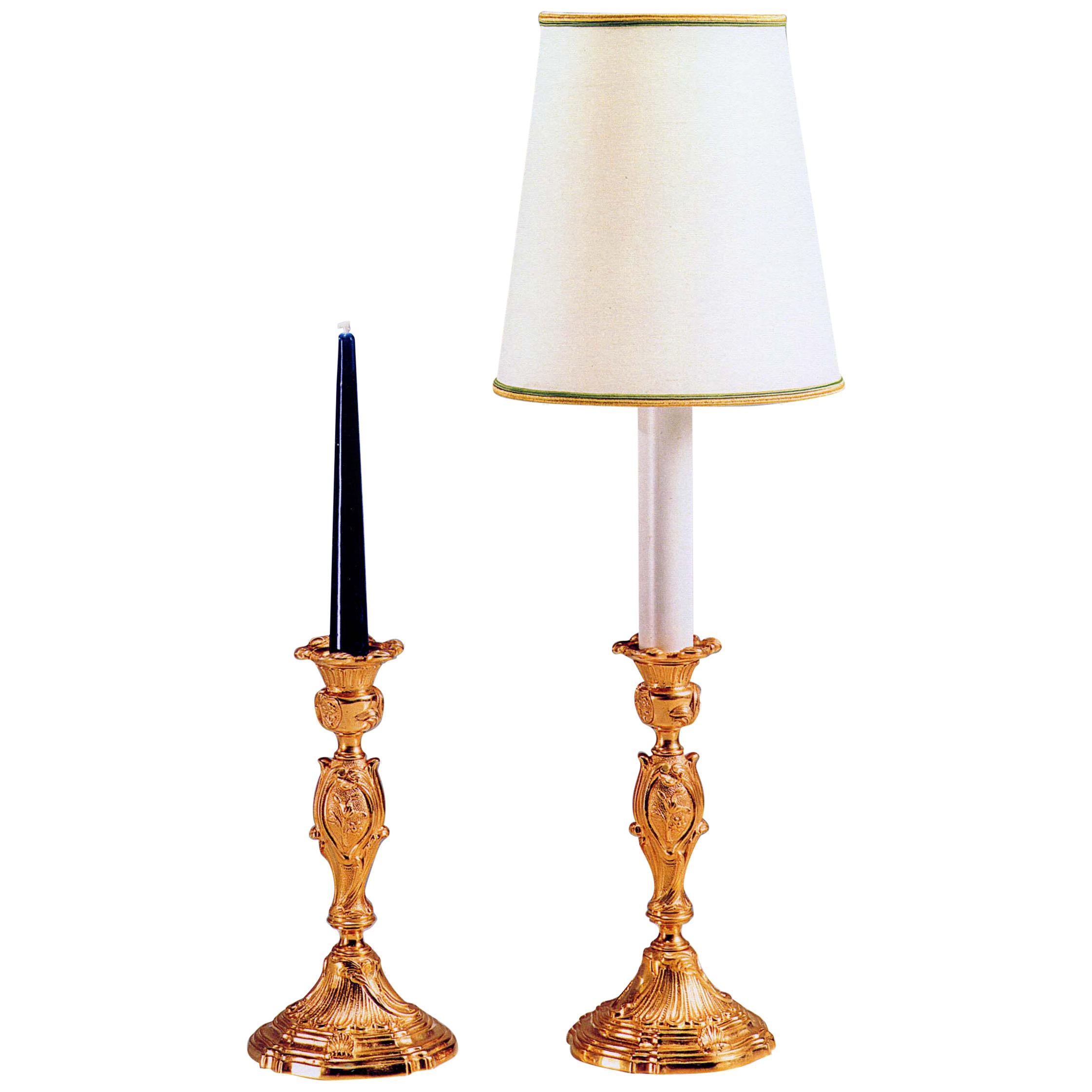 Louis XV Style Gilt and Chiseled Bronze Candlestick By Gherardo Degli Albizzi For Sale