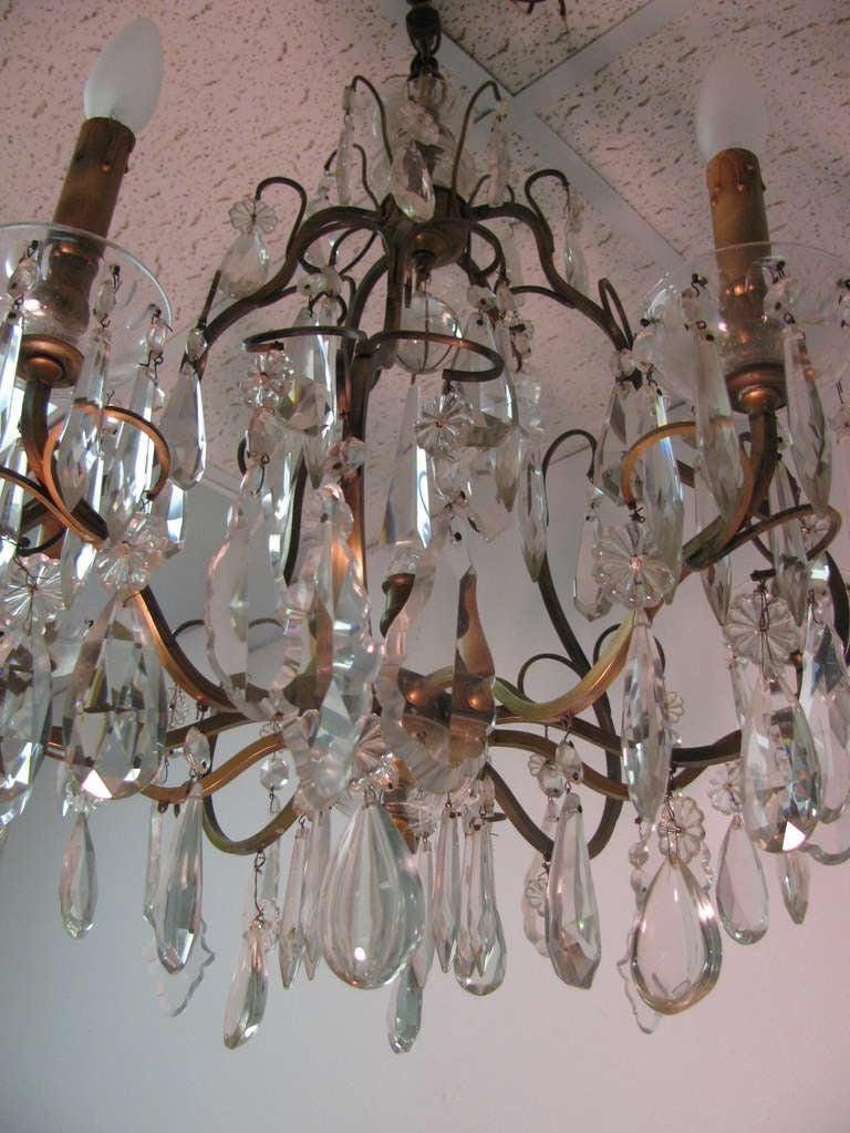 French Louis XV Style Brass with Crystal Chandelier Style of Maison Jansen