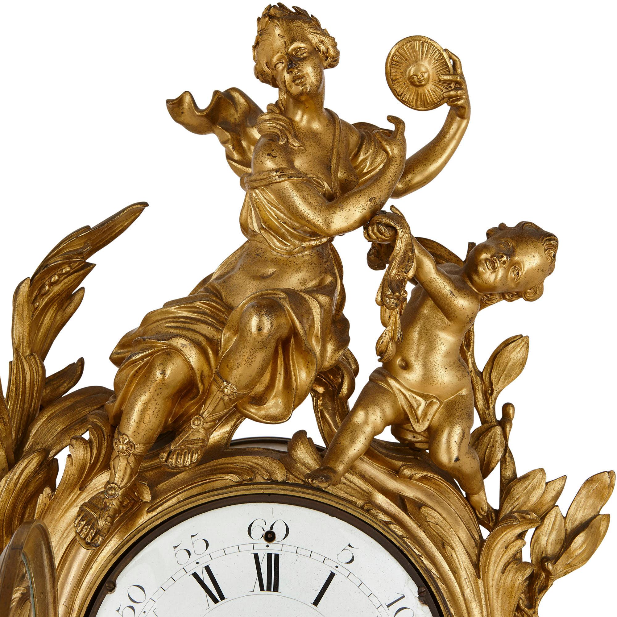 19th Century Louis XV Style Gilt and Patinated Bronze Mantel Clock by Balthazar For Sale