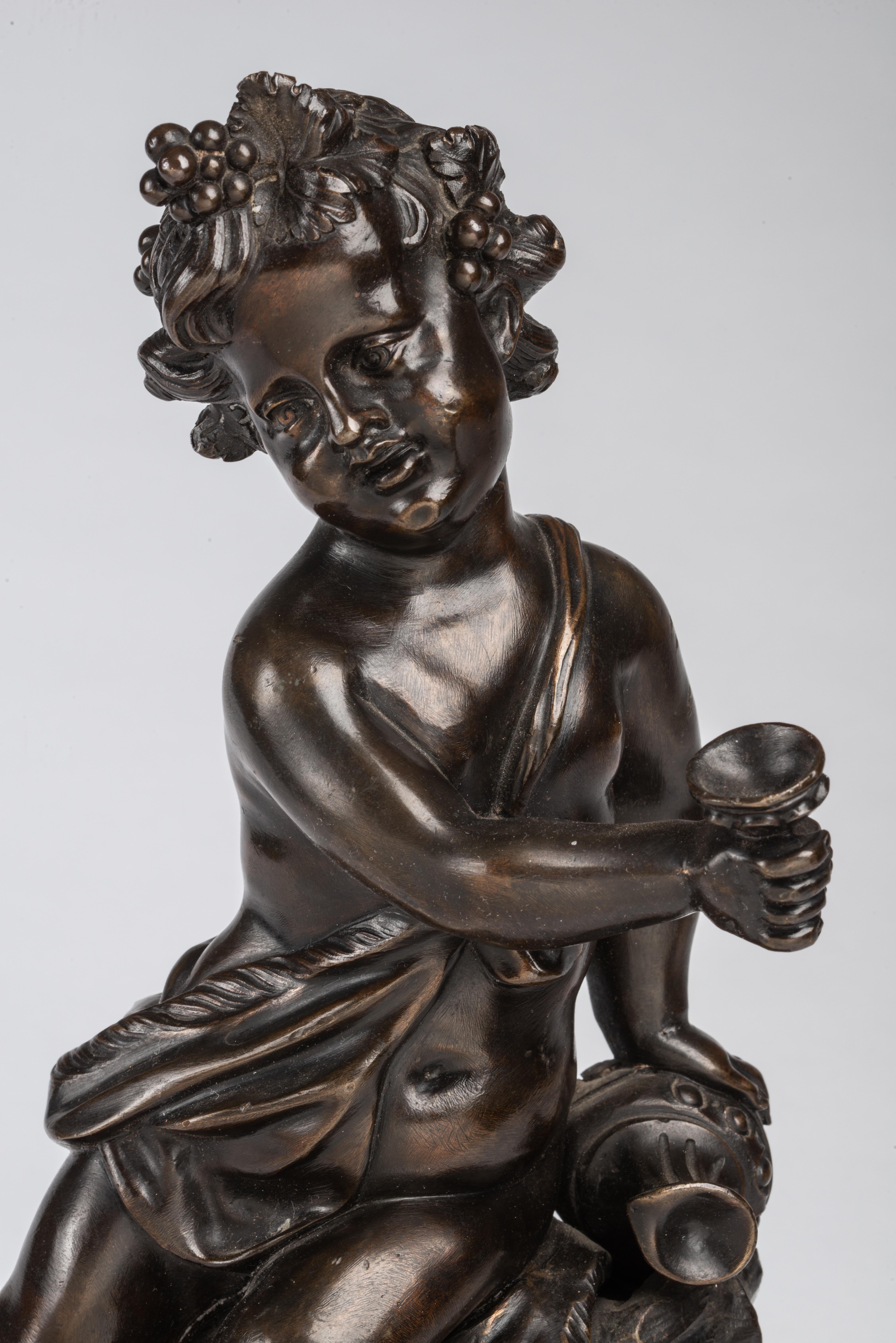 20th Century Louis XV Style Gilt and Patinated Bronze Statue of a Child