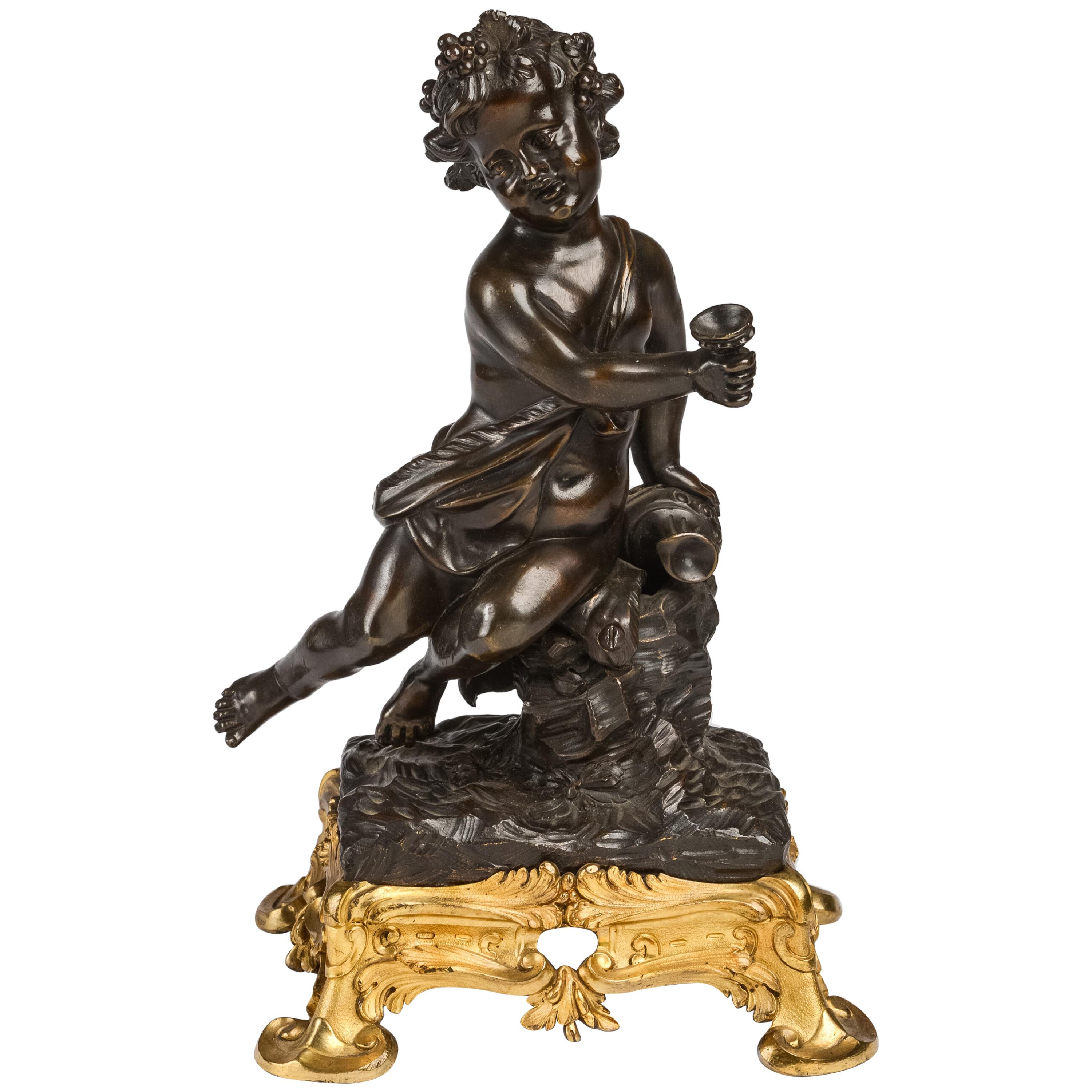 Louis XV Style Gilt and Patinated Bronze Statue of a Child