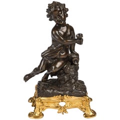 Vintage Louis XV Style Gilt and Patinated Bronze Statue of a Child