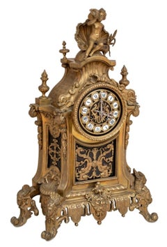 Louis XV Style Gilt Brass Mantel Clock