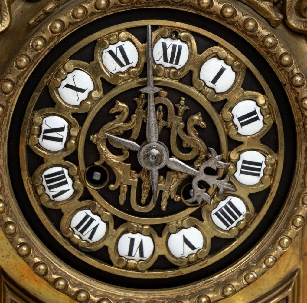 French Louis XV Style Gilt Brass Mantel Clock For Sale