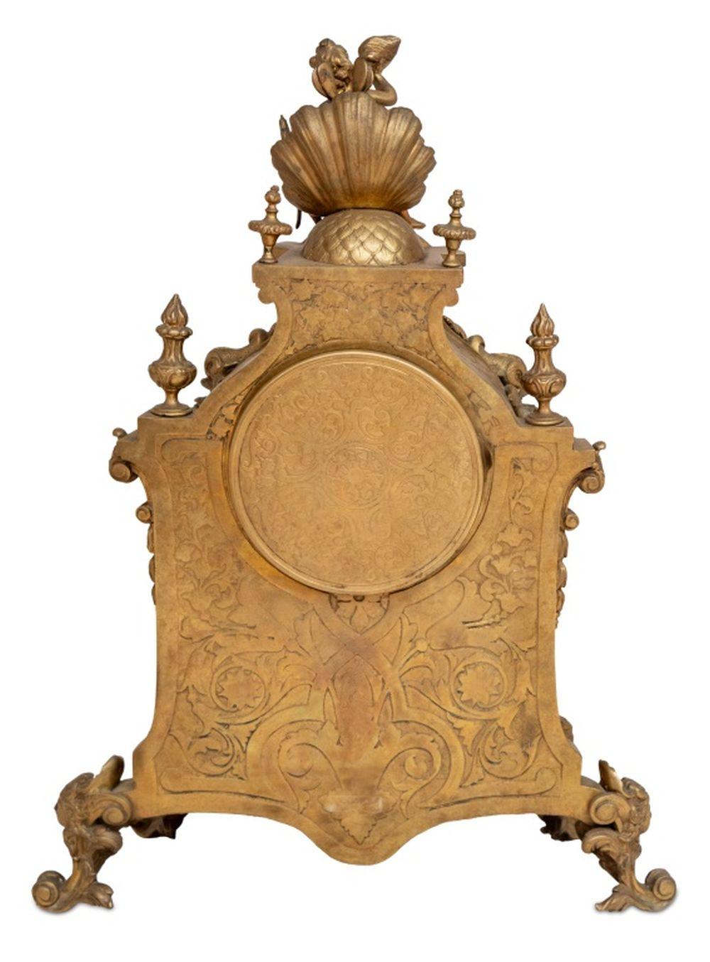 19th Century Louis XV Style Gilt Brass Mantel Clock For Sale