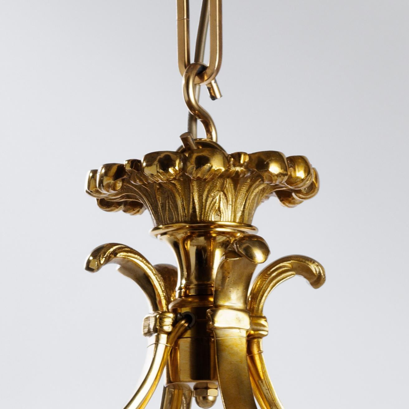 Italian Louis XV Style Gilt Bronze and Crystal Ceiling Light by Gherardo Degli Albizzi  For Sale