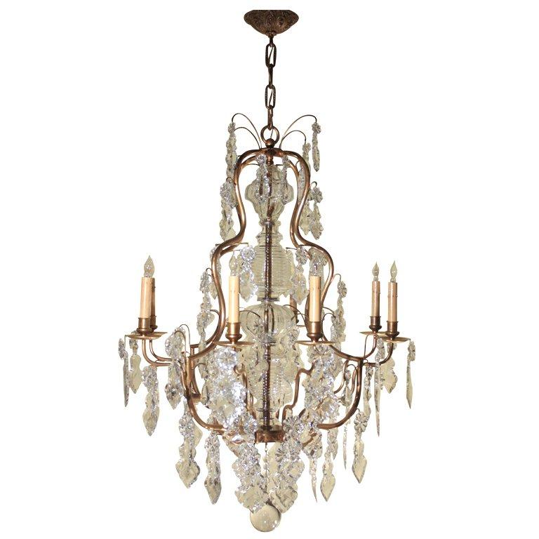 Louis XV Style Gilt Bronze and Crystal Chandelier For Sale