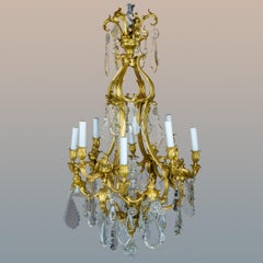 Louis XV Style Gilt-Bronze and Cut-Crystal Eight-Light Chandelier