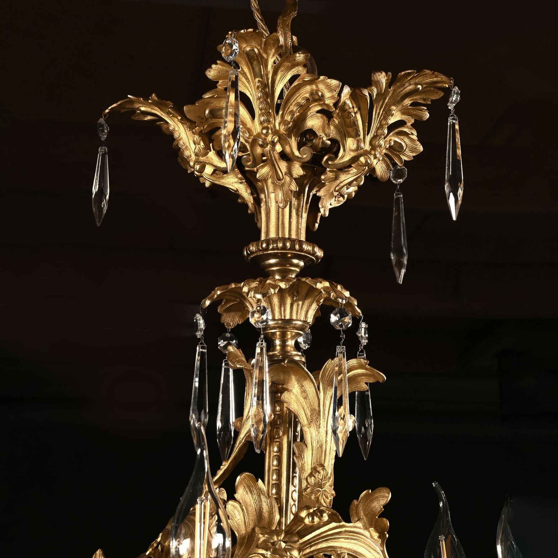 Louis XV Style Gilt Bronze and Cut Glass Twenty-Five Light Chandelier For Sale 1