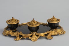 Louis XV Style Gilt Bronze and Lacquer Inkstand