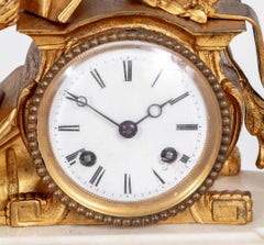 Louis XV Style Gilt Bronze and Marble Mantel Clock