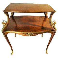 Louis XV Style Gilt Bronze and Marquetry Tea Table, Early 20th Century.