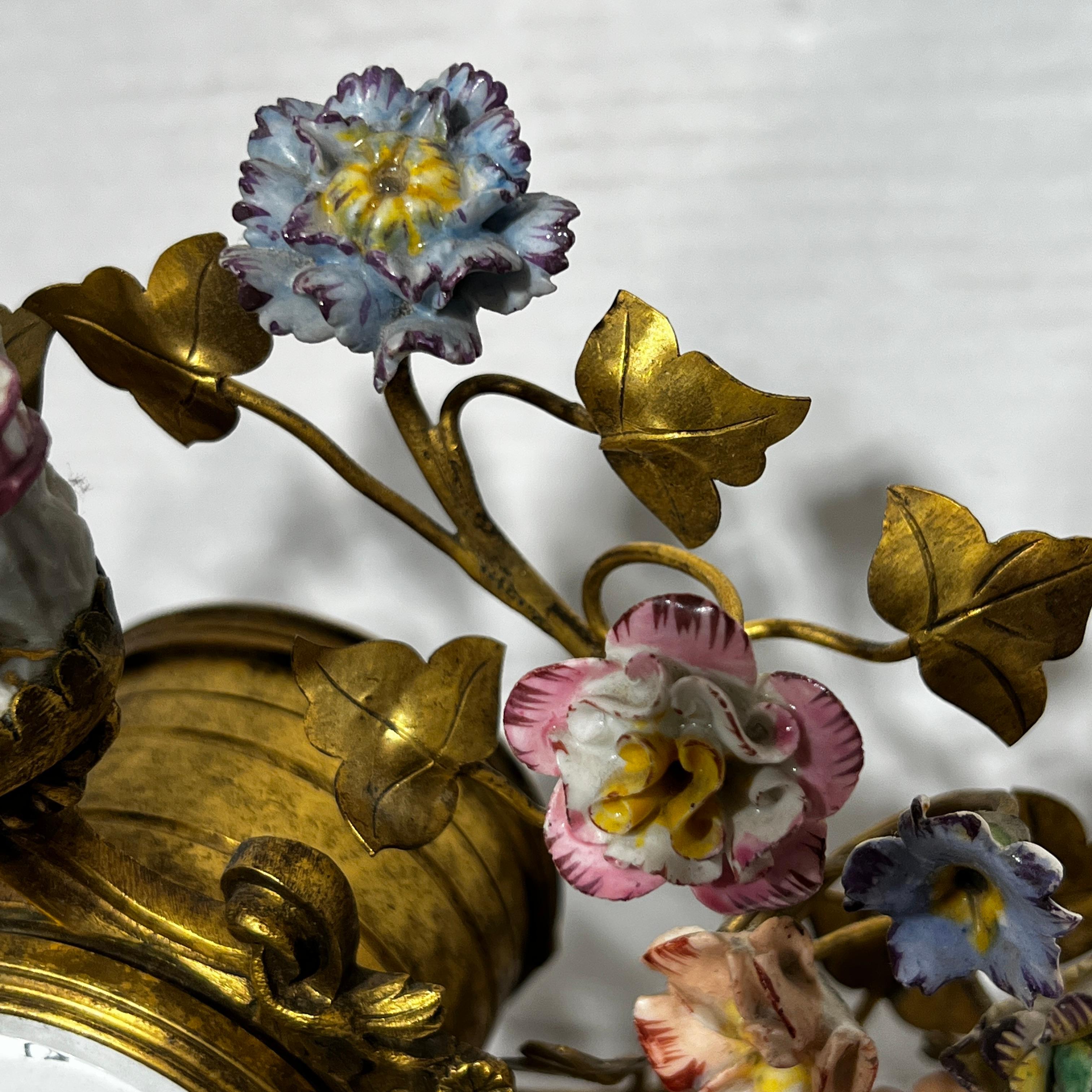 Louis XV Style Gilt Bronze and Porcelain Figurative Clock 11