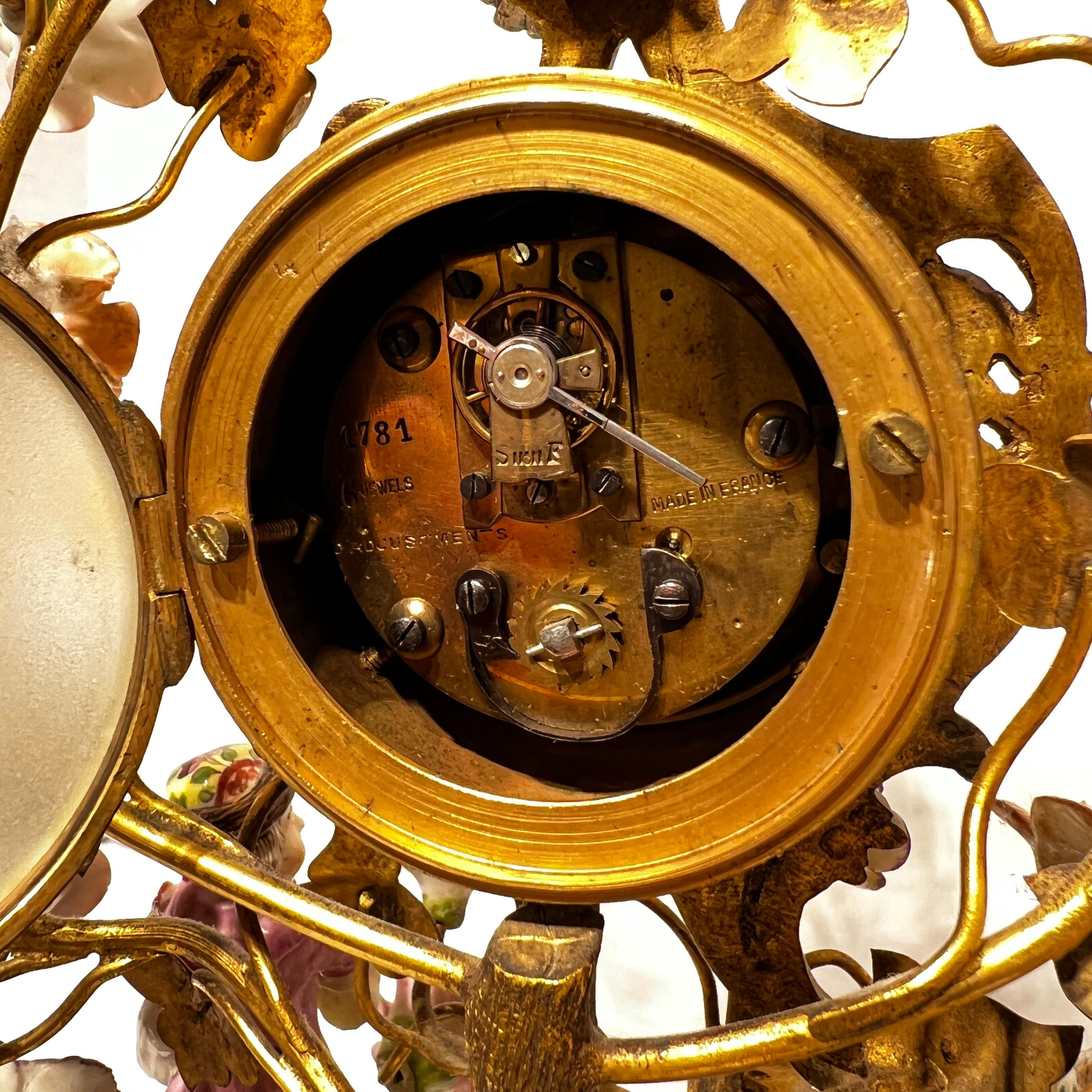 Louis XV Style Gilt Bronze and Porcelain Figurative Clock 14