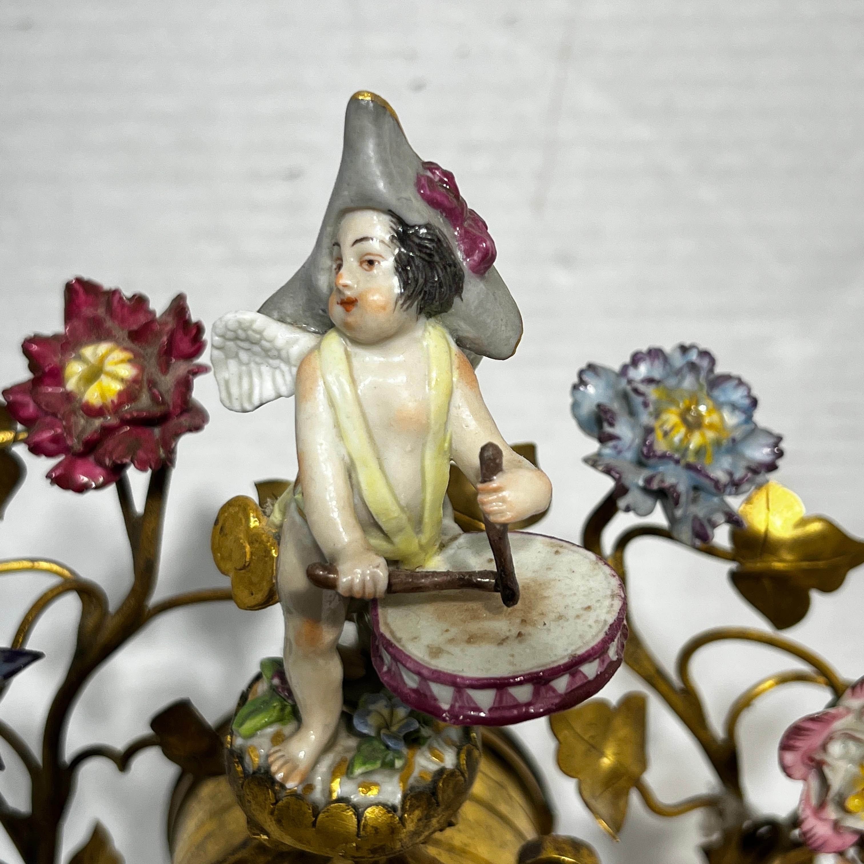Louis XV Style Gilt Bronze and Porcelain Figurative Clock In Good Condition In New York, NY