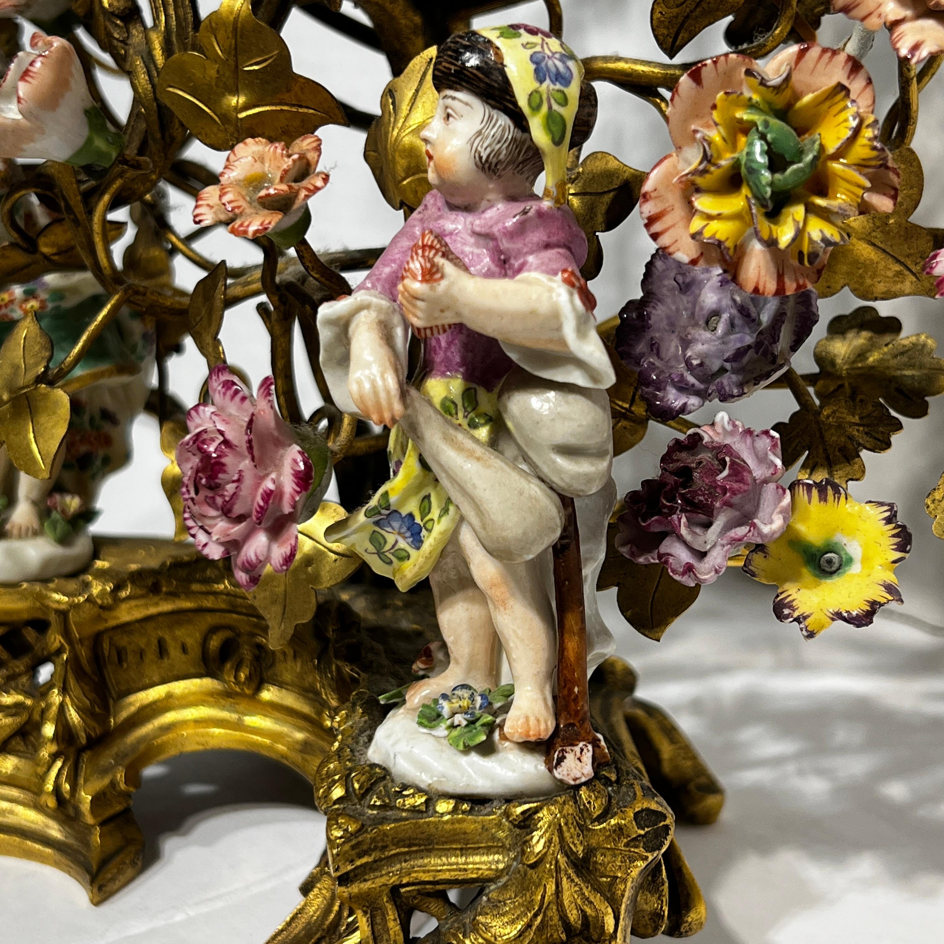 Louis XV Style Gilt Bronze and Porcelain Figurative Clock 3