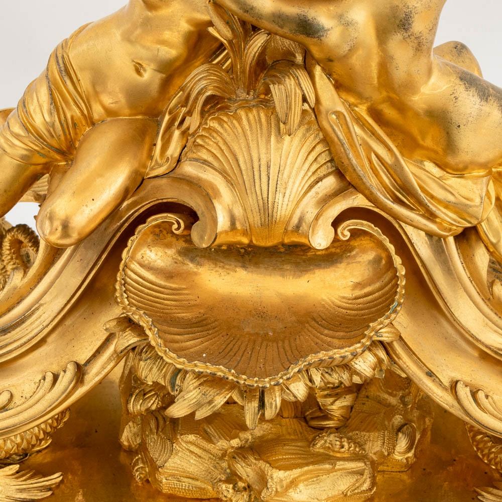 Centro de Mesa Servidor de Caviar de Bronce Dorado Estilo Luis XV en venta 1