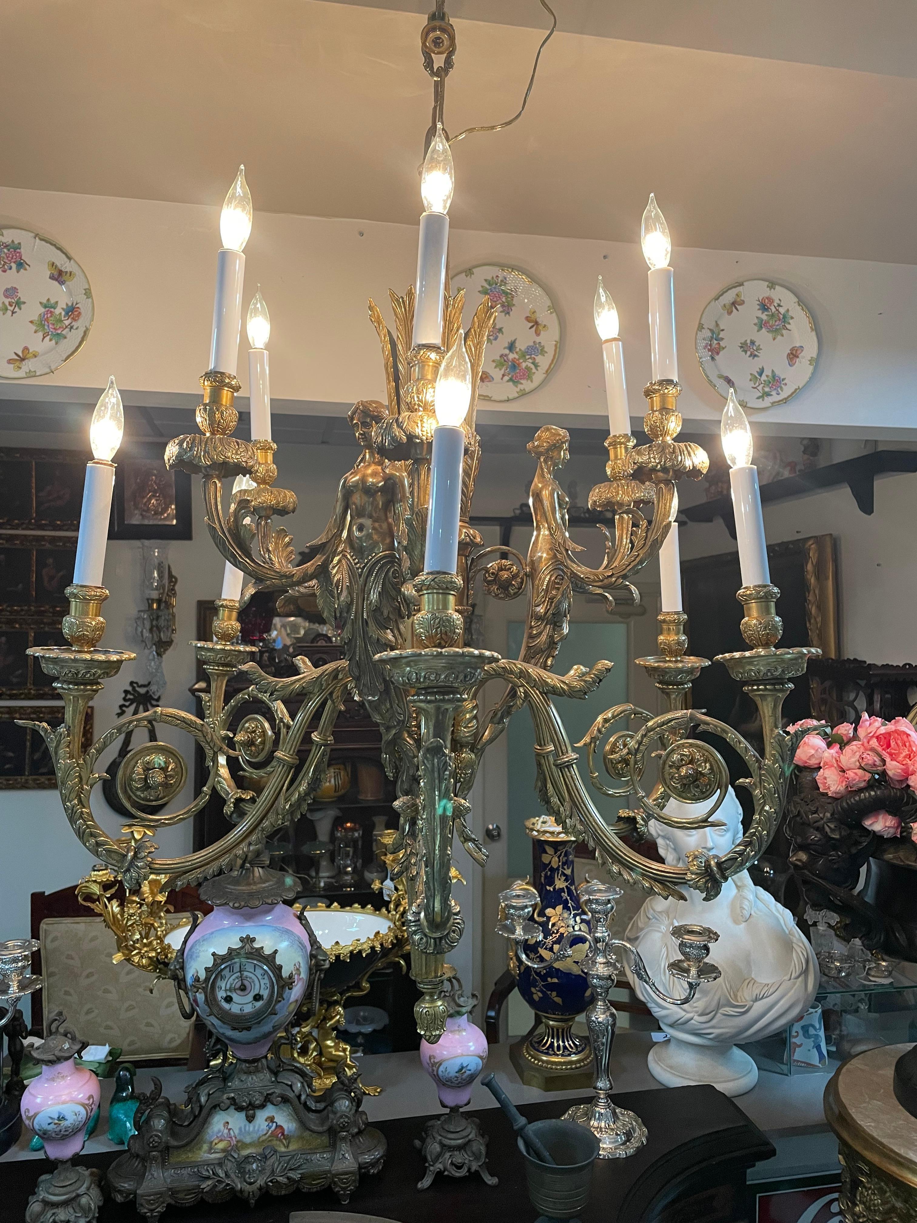 Lampadario in bronzo dorato in stile Luigi XV in vendita 4