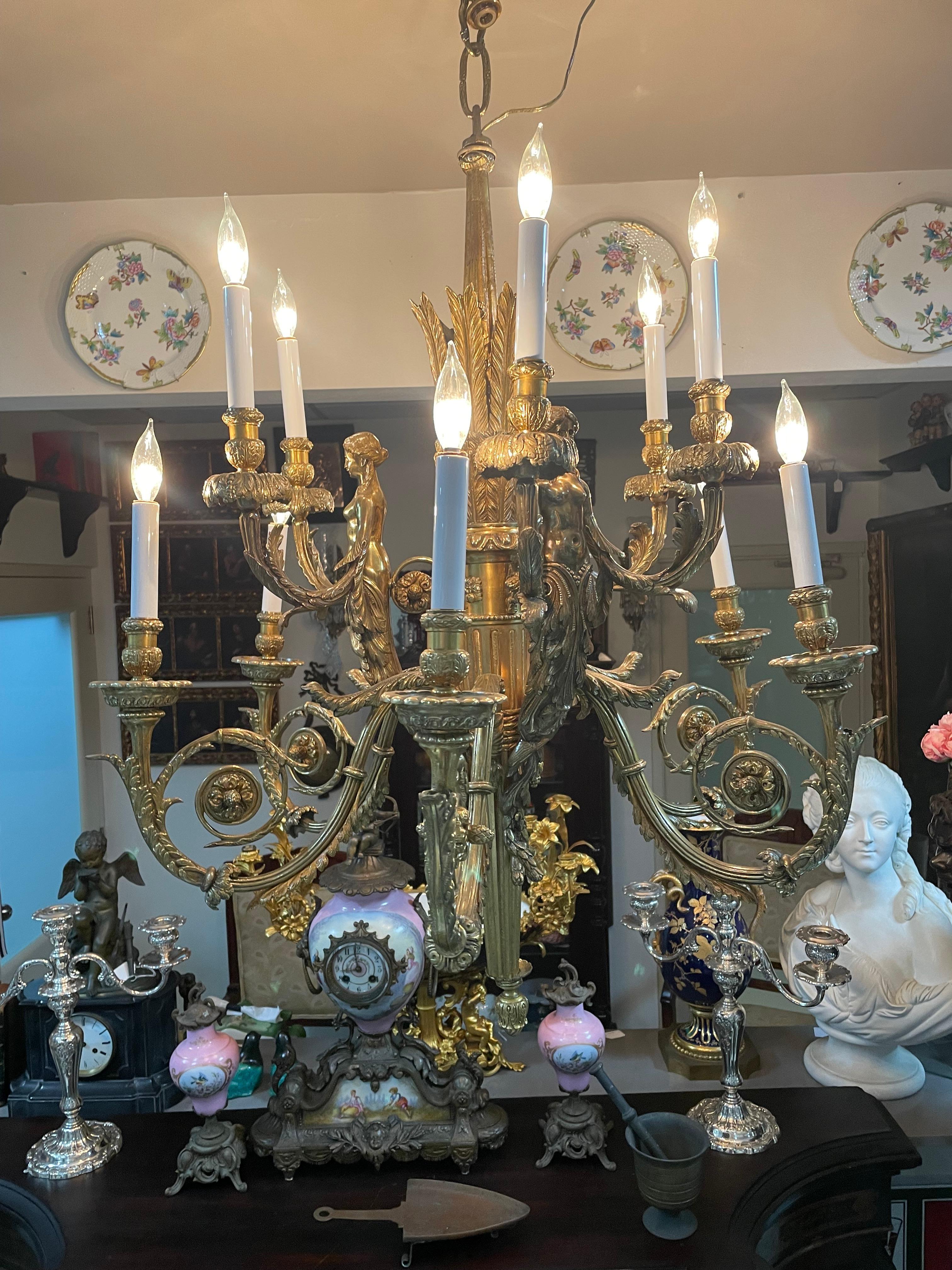 Lampadario in bronzo dorato in stile Luigi XV in vendita 5