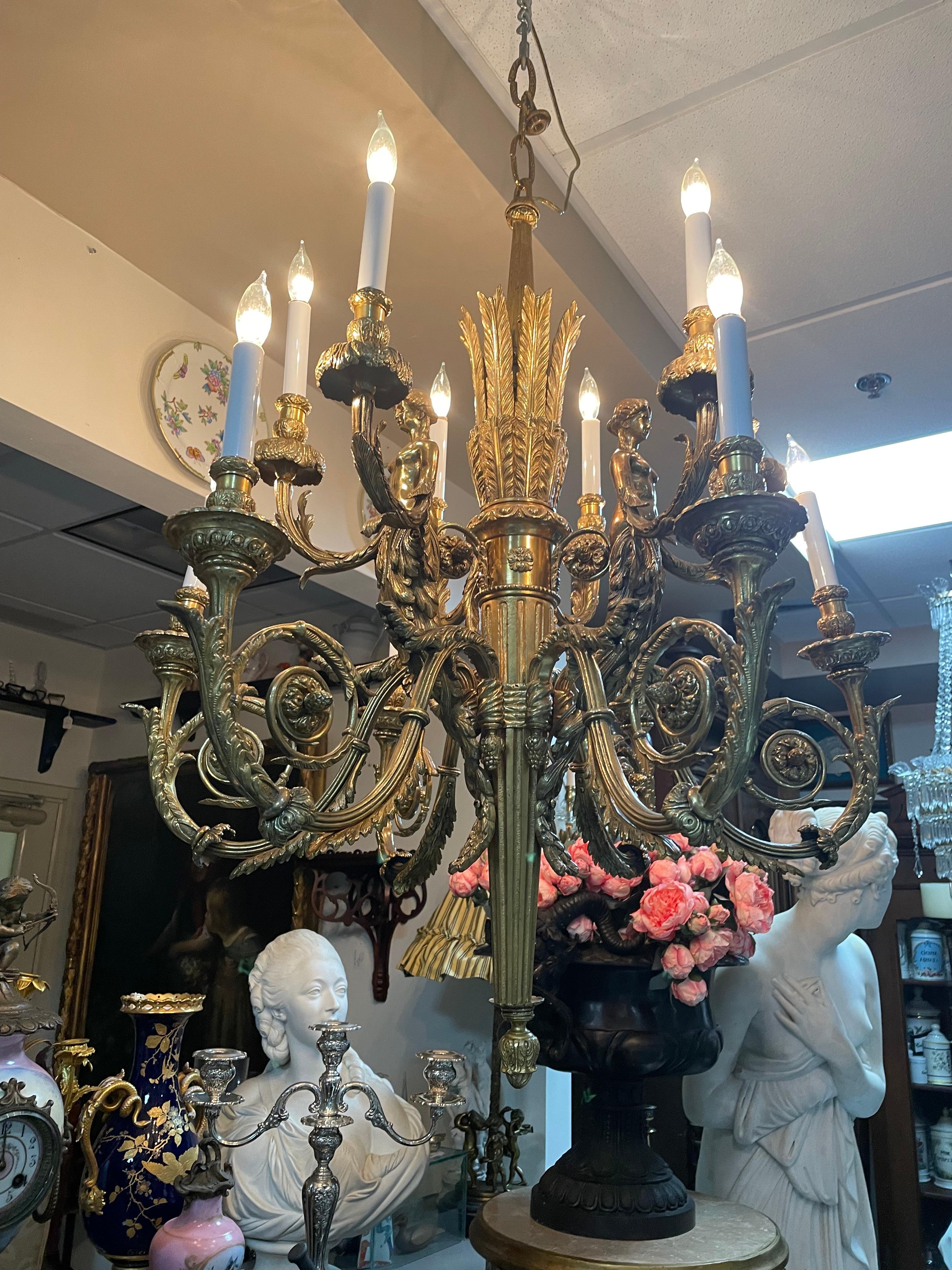 Lampadario in bronzo dorato in stile Luigi XV in vendita 6