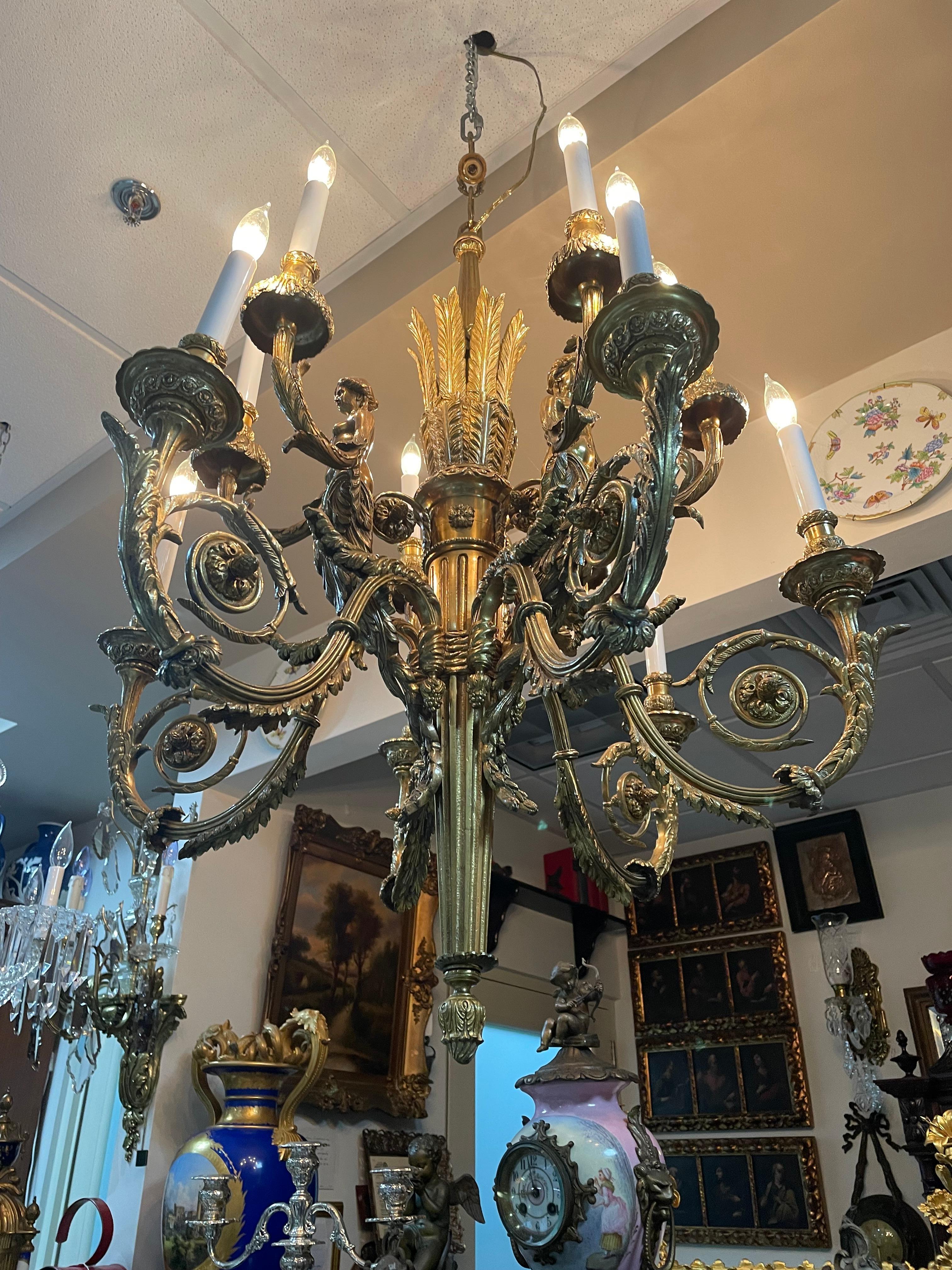 Lampadario in bronzo dorato in stile Luigi XV in vendita 9