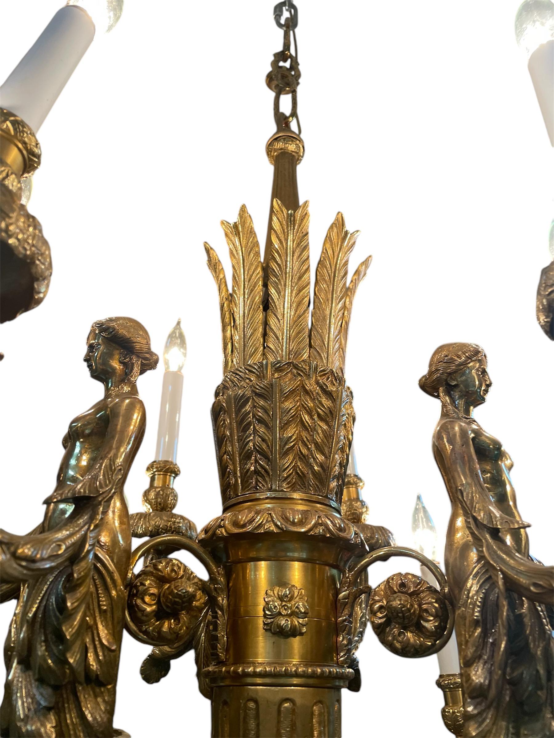 Bronzo Lampadario in bronzo dorato in stile Luigi XV in vendita