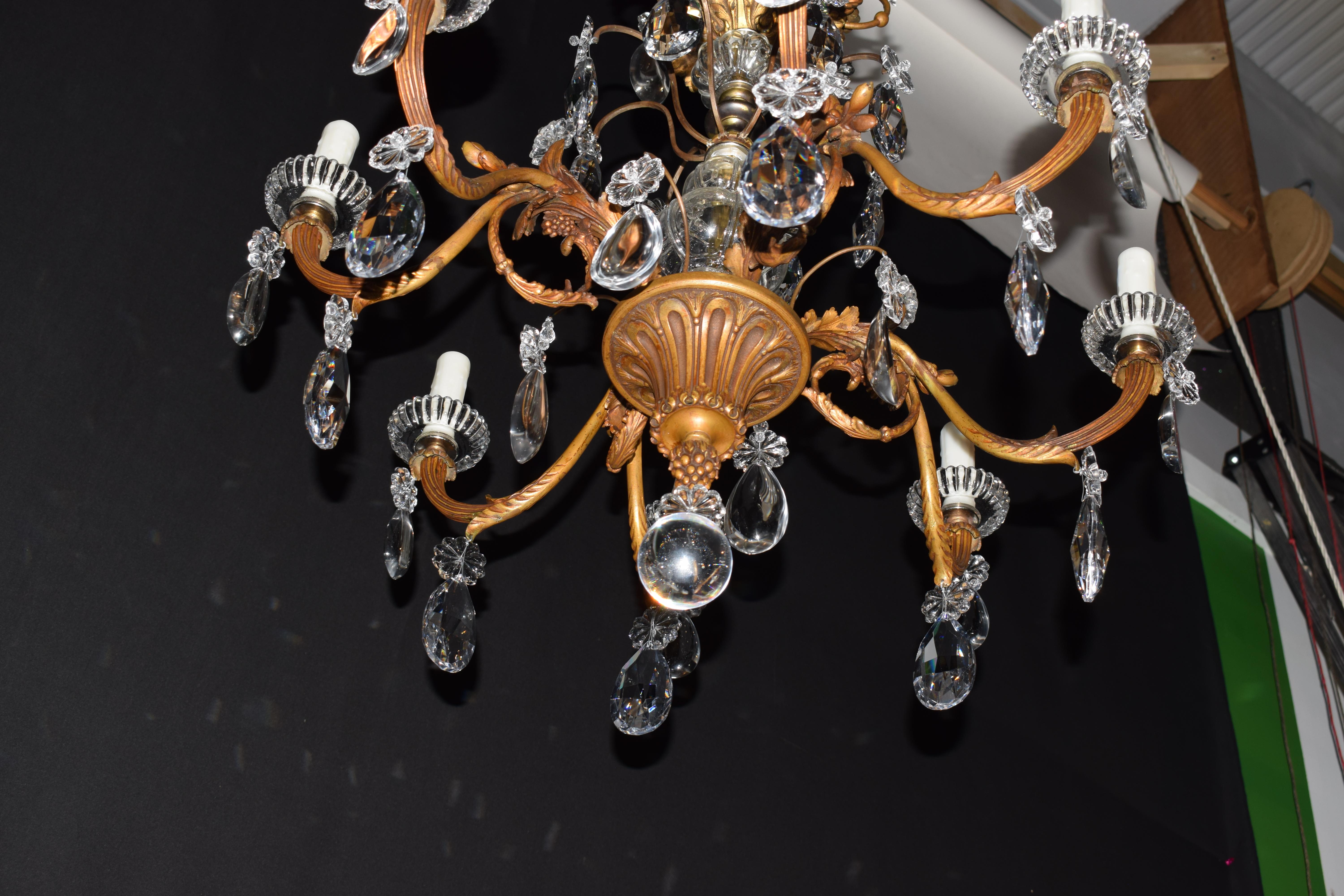 Louis XV Style Gilt Bronze & Crystal Chandelier For Sale 11
