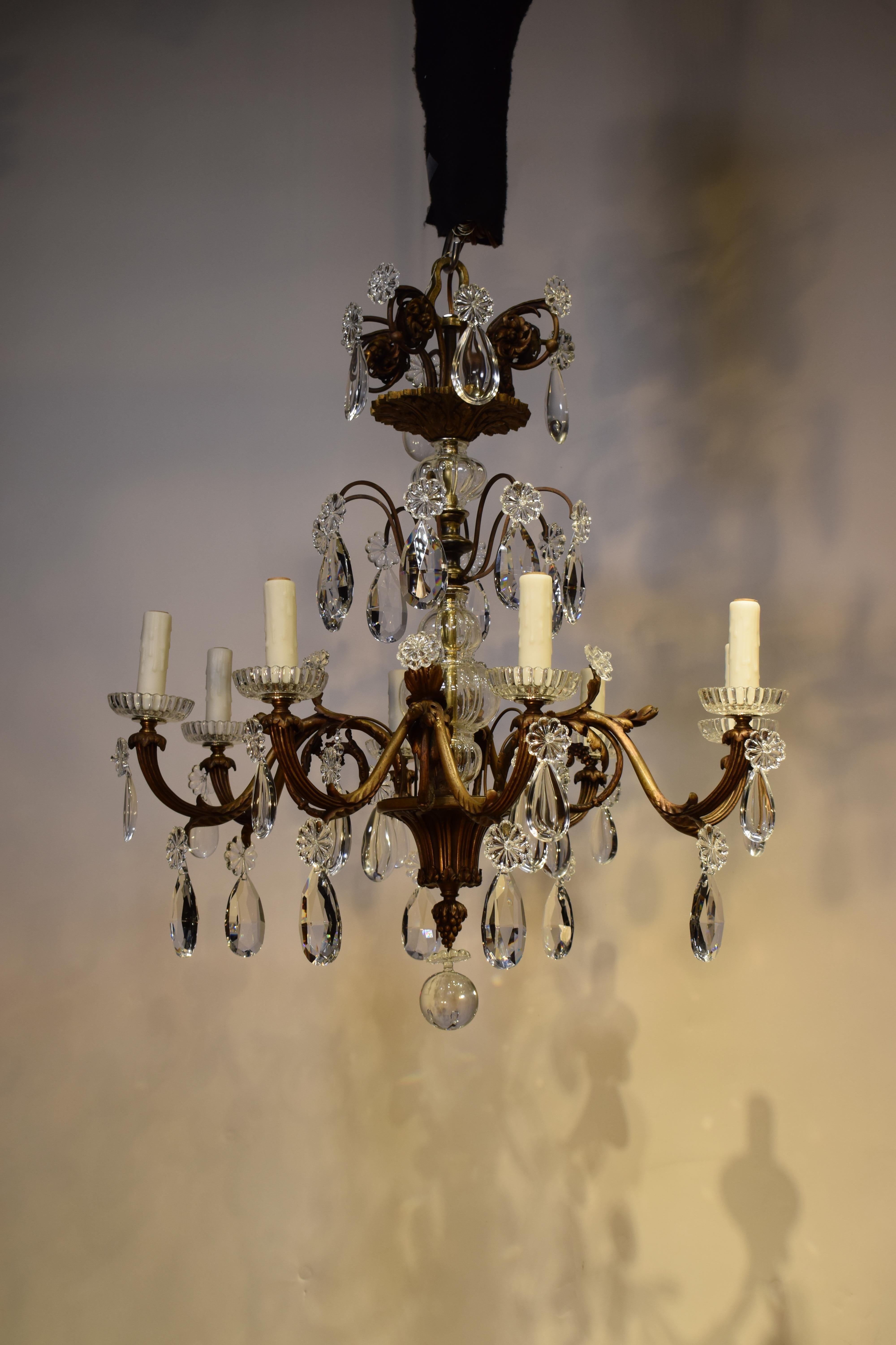 Louis XV Style Gilt Bronze & Crystal Chandelier For Sale 12