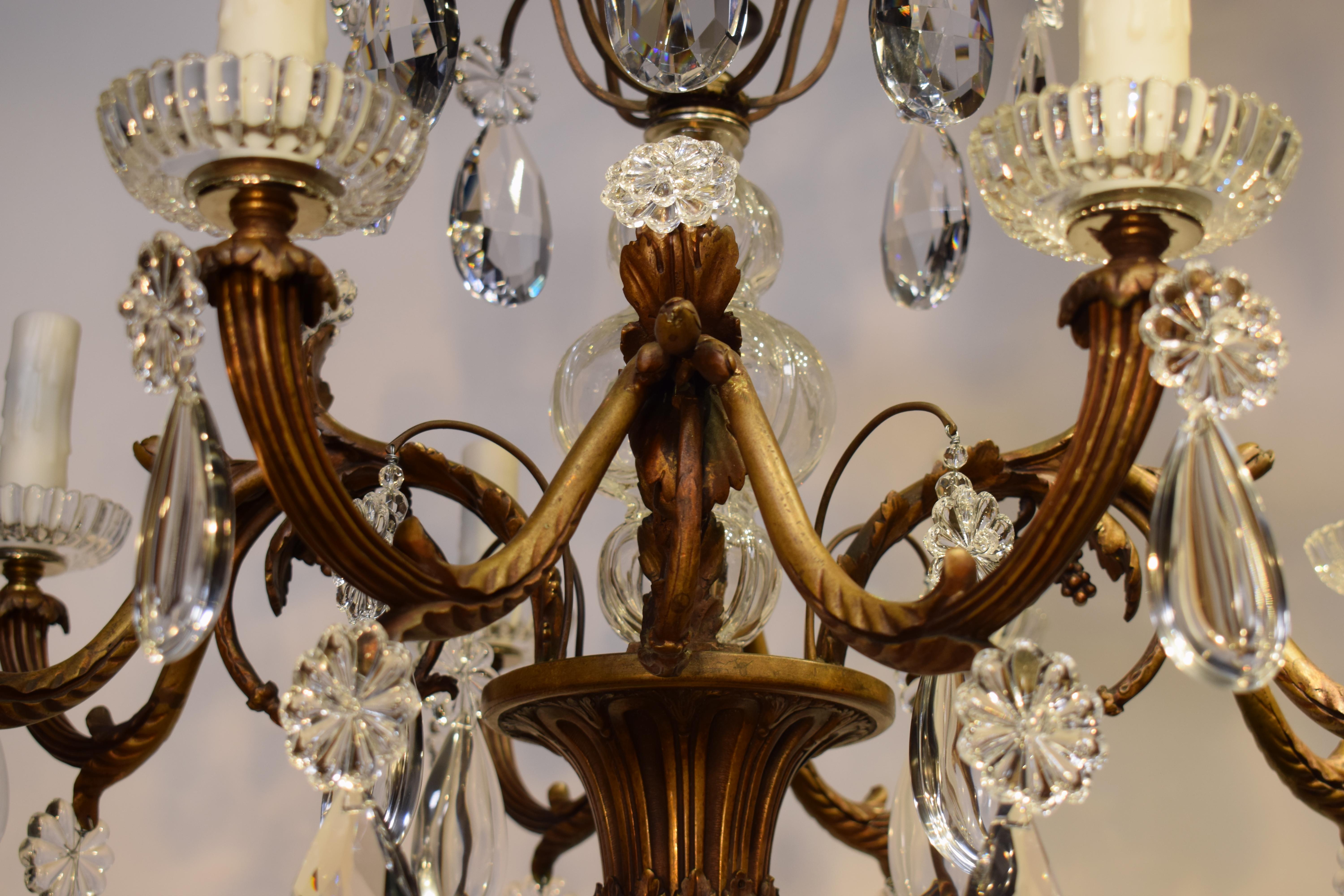 Louis XV Style Gilt Bronze & Crystal Chandelier In Good Condition For Sale In Atlanta, GA