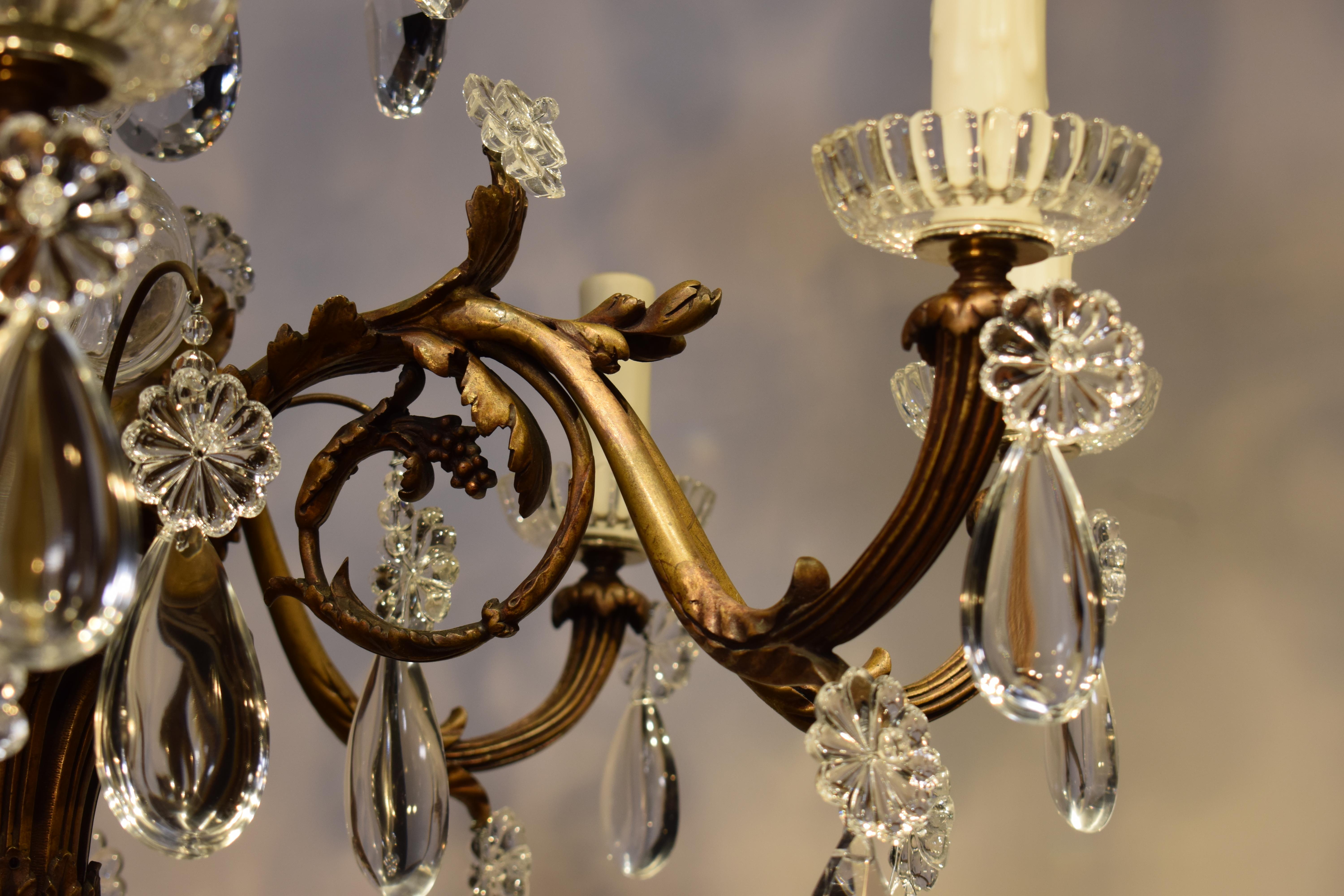 Early 20th Century Louis XV Style Gilt Bronze & Crystal Chandelier For Sale