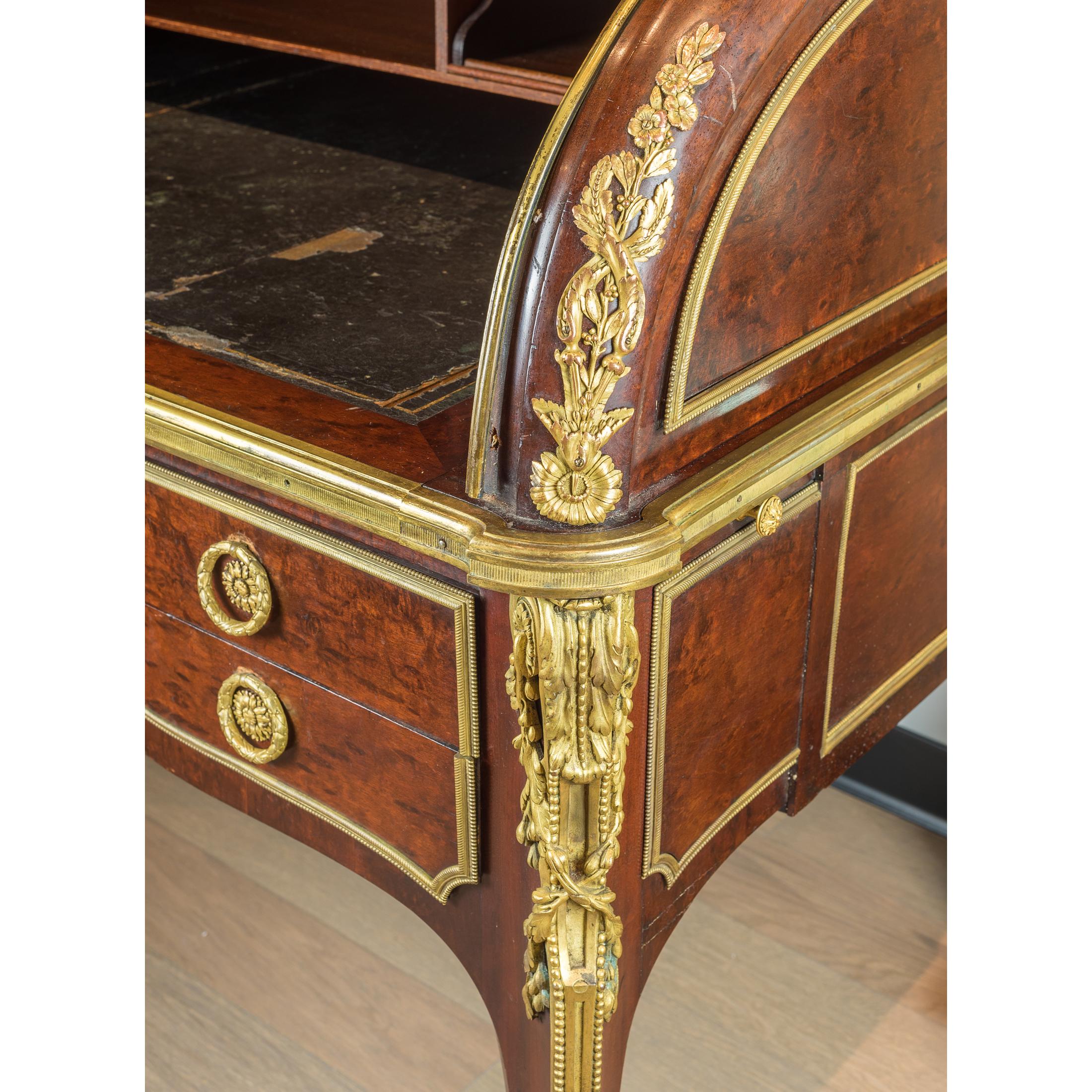  Louis XV-Style Gilt Bronze Cylinder Desk by François Linke For Sale 1