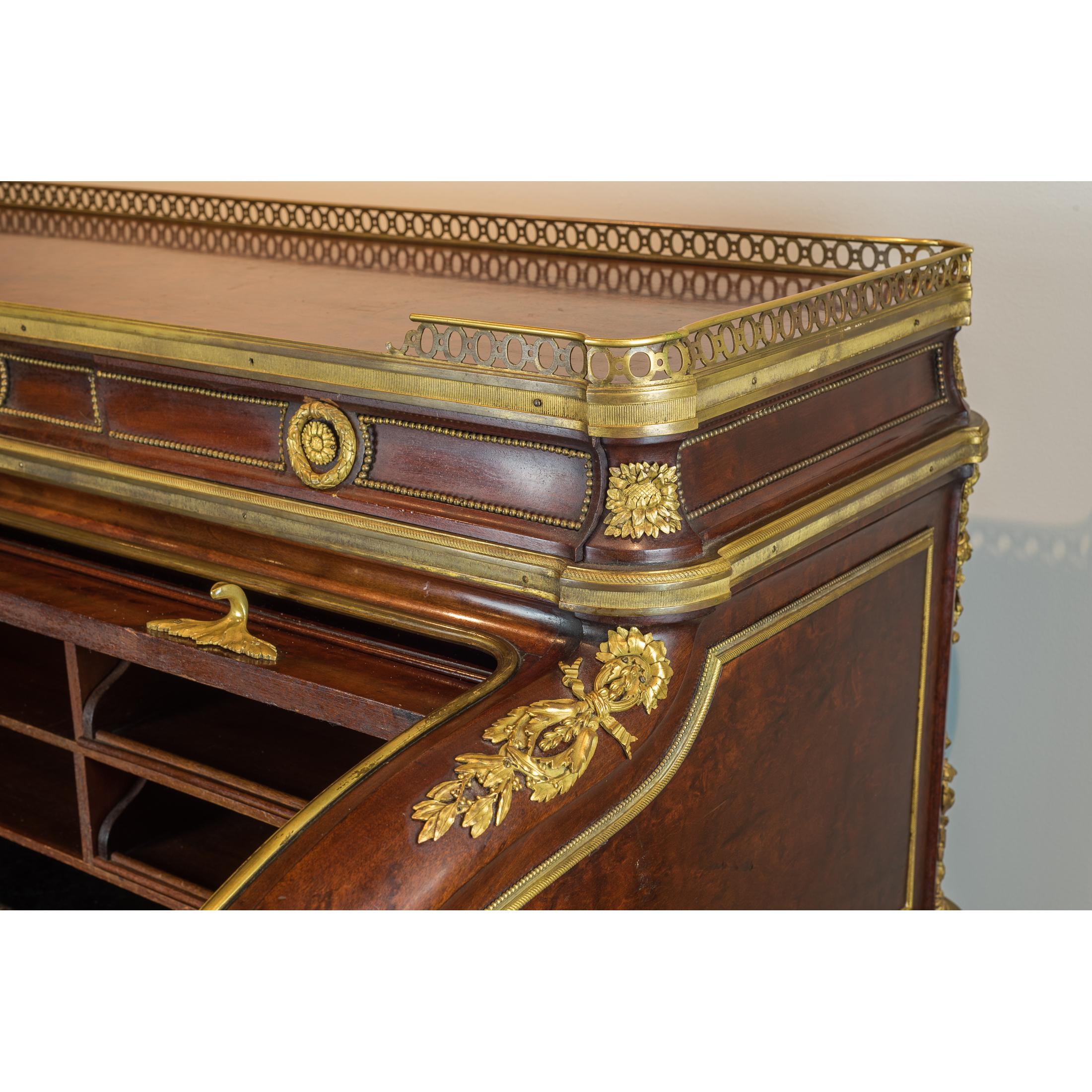  Louis XV-Style Gilt Bronze Cylinder Desk by François Linke For Sale 2