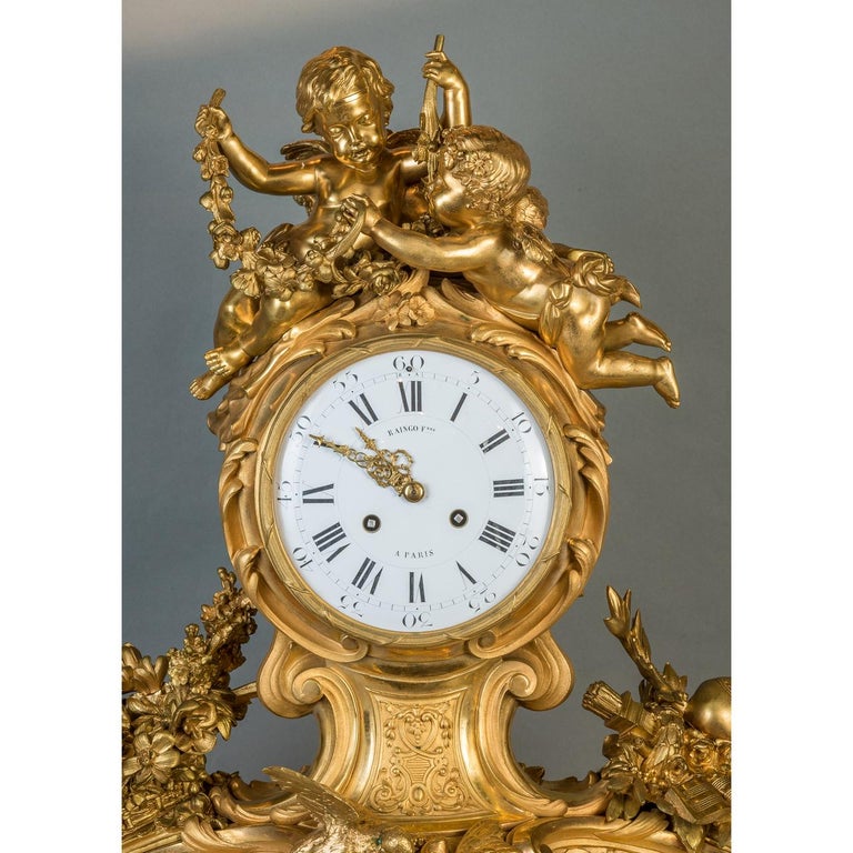 Louis XV Style Gilt Bronze Figural Mantel Clock 2