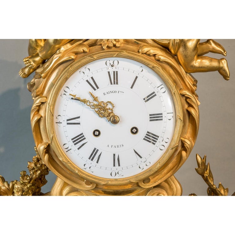 Louis XV Style Gilt Bronze Figural Mantel Clock 3