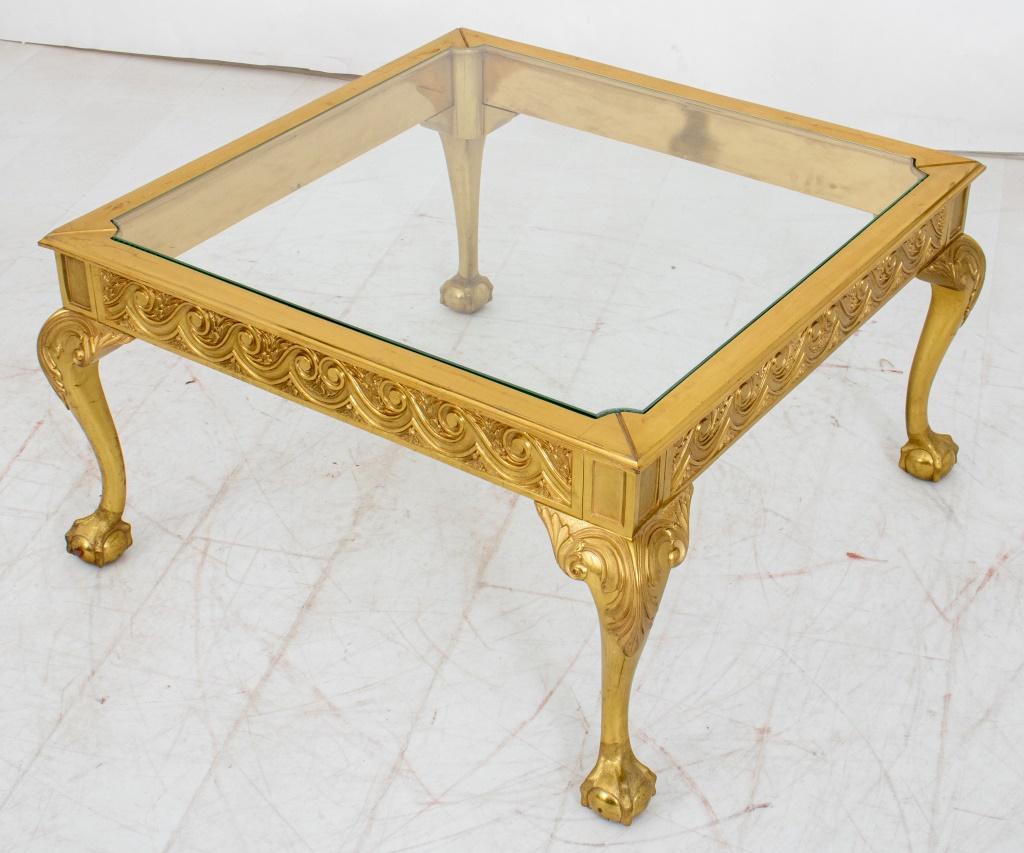 20th Century Louis XV Style Gilt Bronze Glass Top Coffee Table For Sale