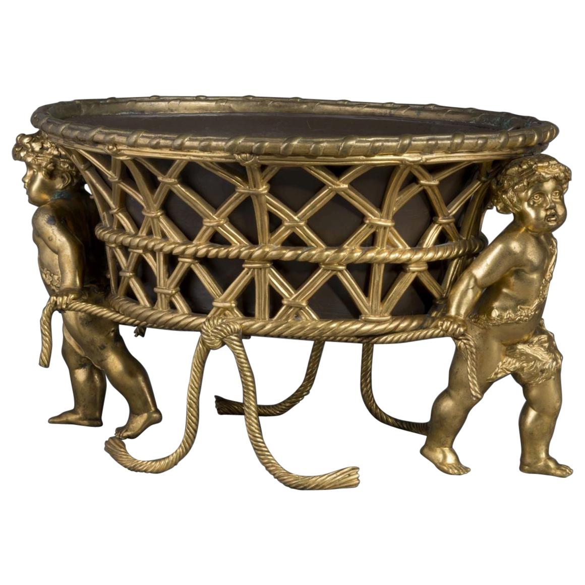 Jardinière de style Louis XV en bronze doré de la Maison Alphonse Giroux, français en vente