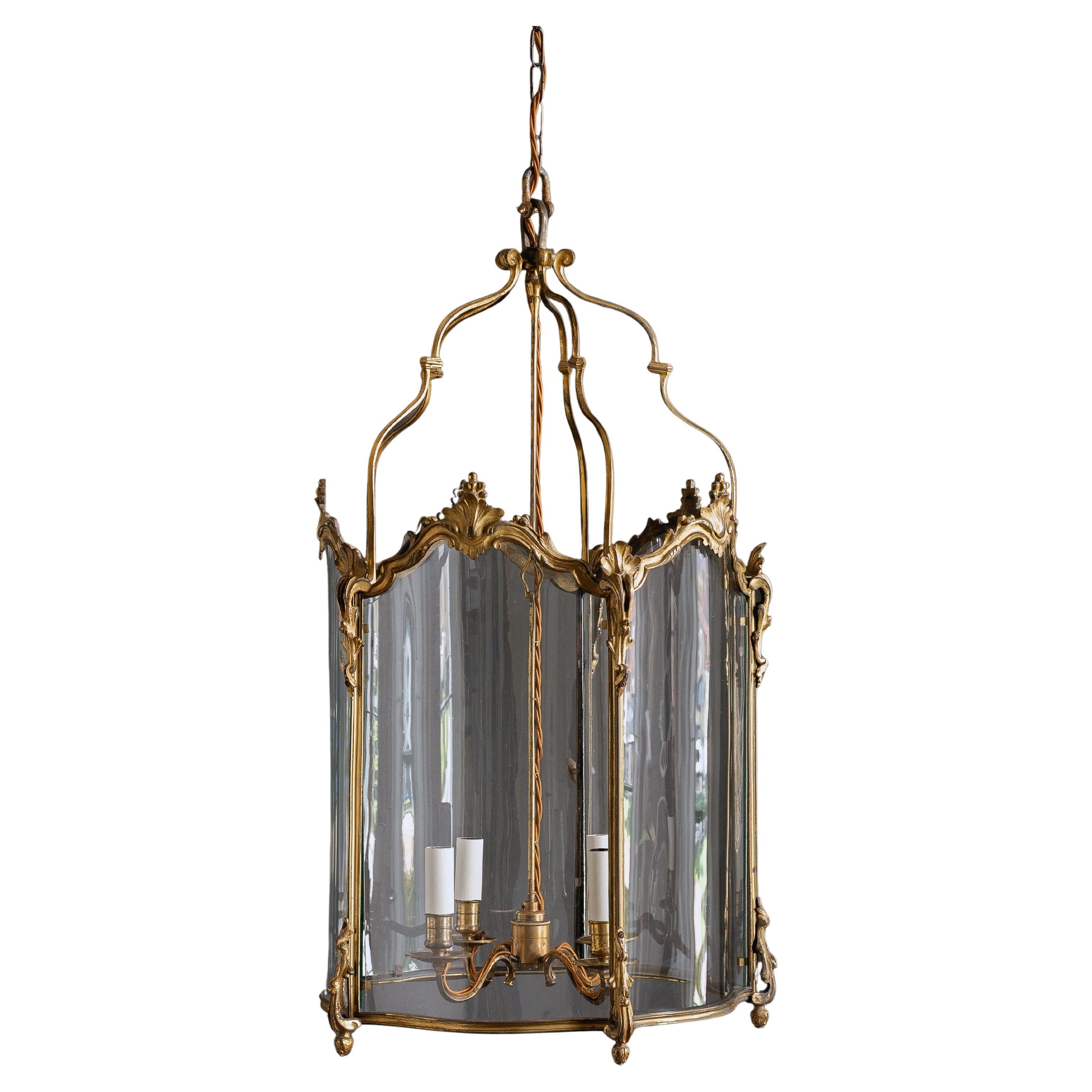 Vergoldete Bronzelaterne im Louis XV-Stil
