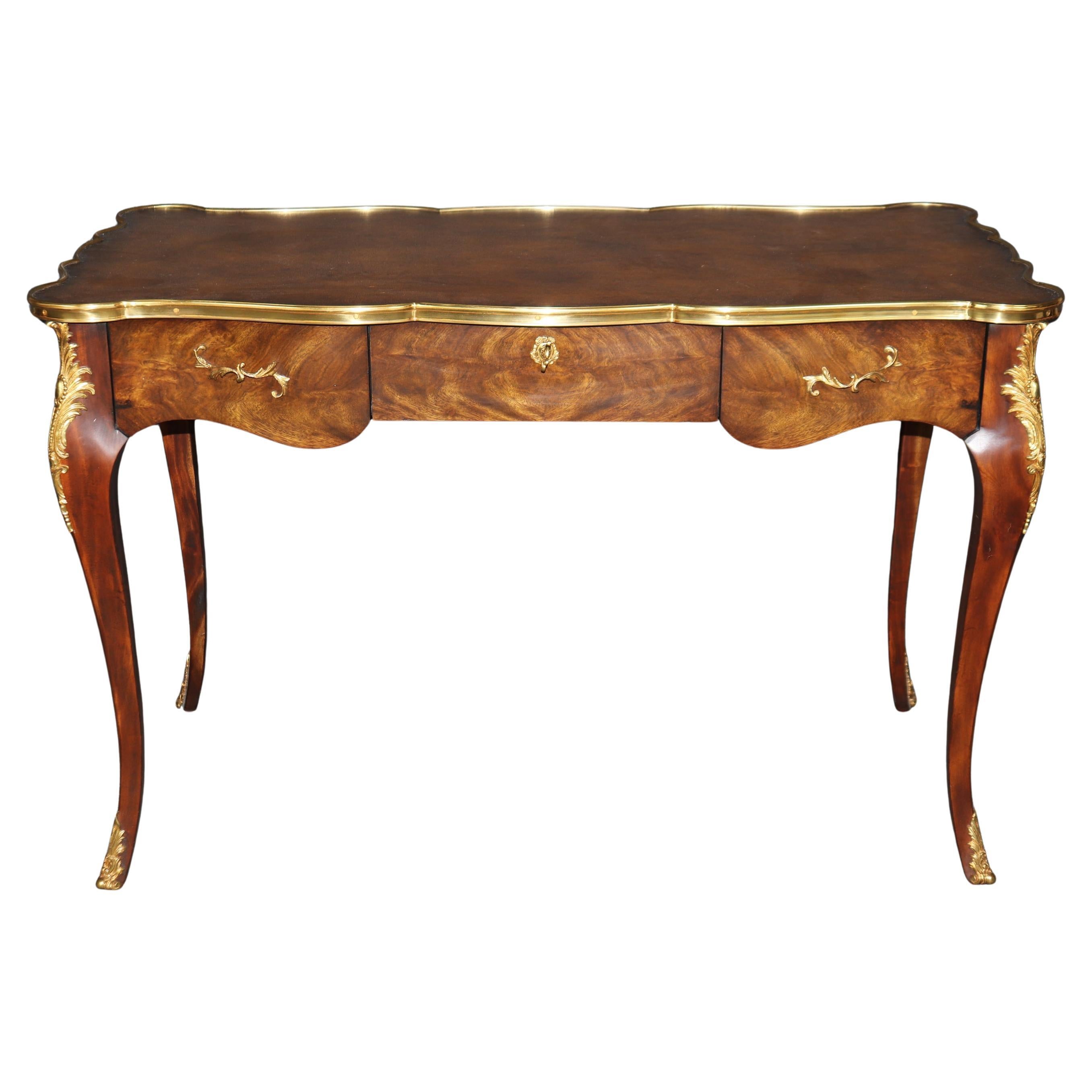 Louis XV Style Gilt Bronze Leather Top Desk by Baker Furniture