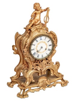 Louis XV Style Gilt Bronze Mantel Clock