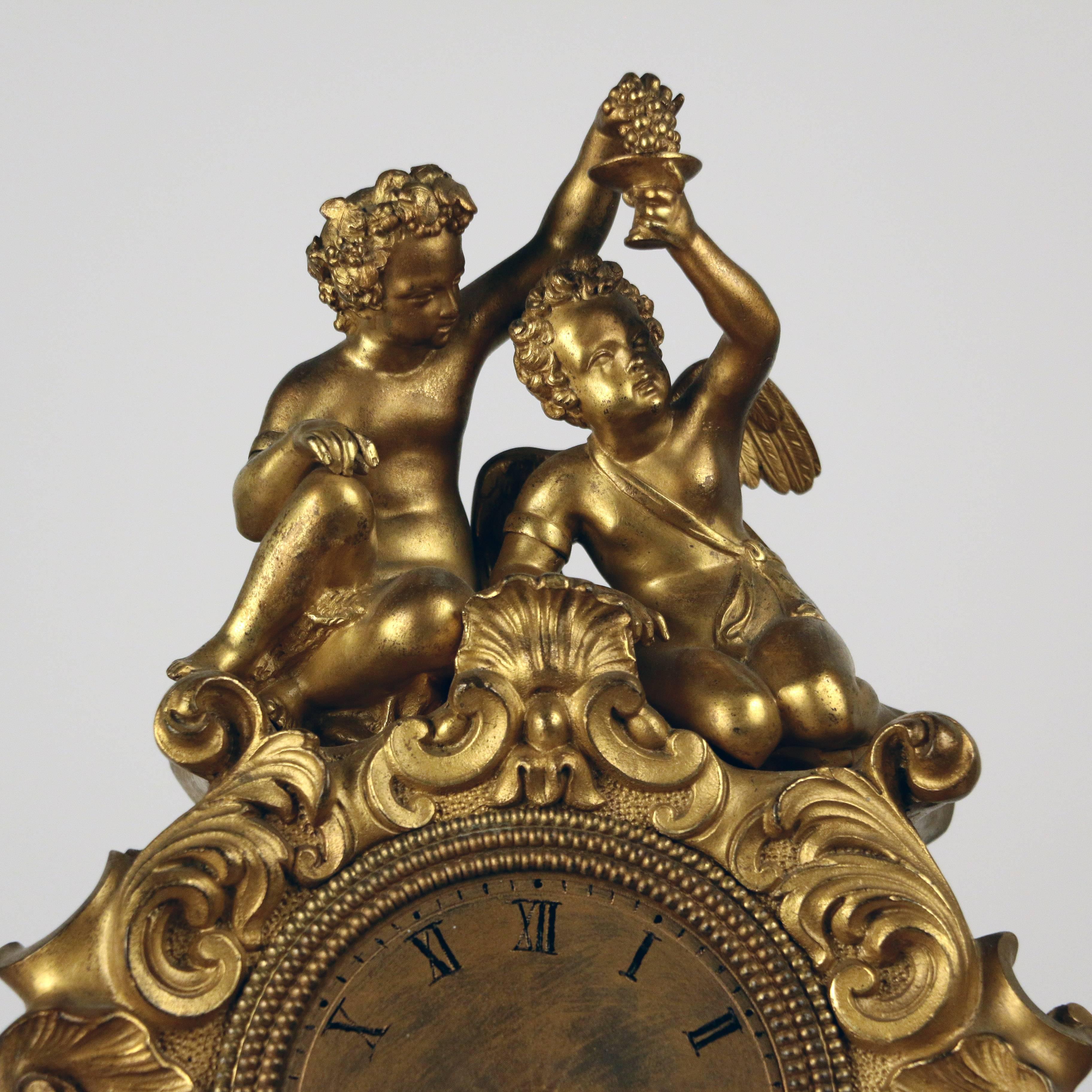 Louis XV Style Gilt Bronze Mantle Clock in the Rocco Taste For Sale 4