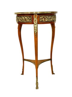 Gueridon im Stil Ludwigs XV. mit Intarsien und vergoldeter Bronze, 19.