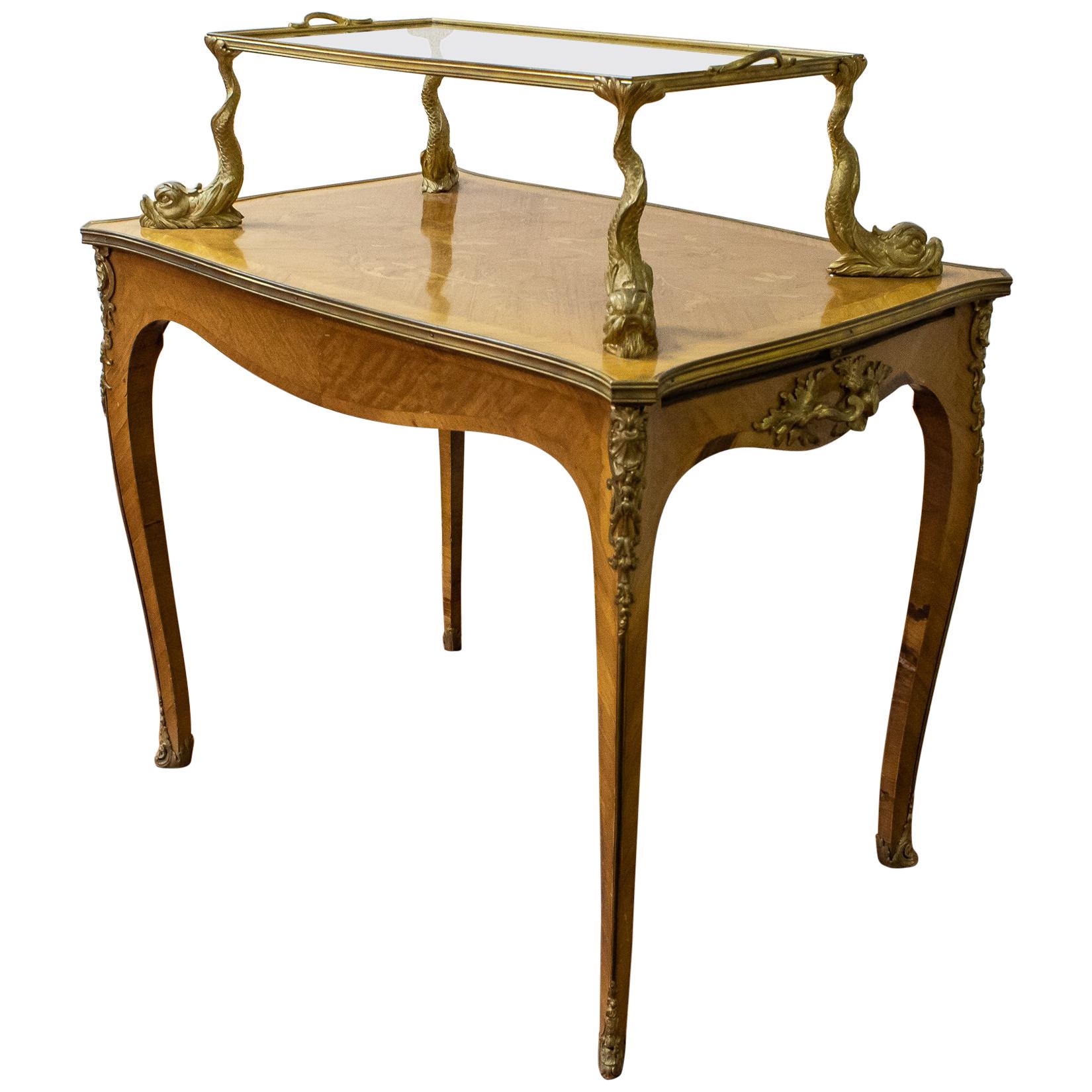Louis XV Style Gilt Bronze Mounted King Wood Two-Tier Table
