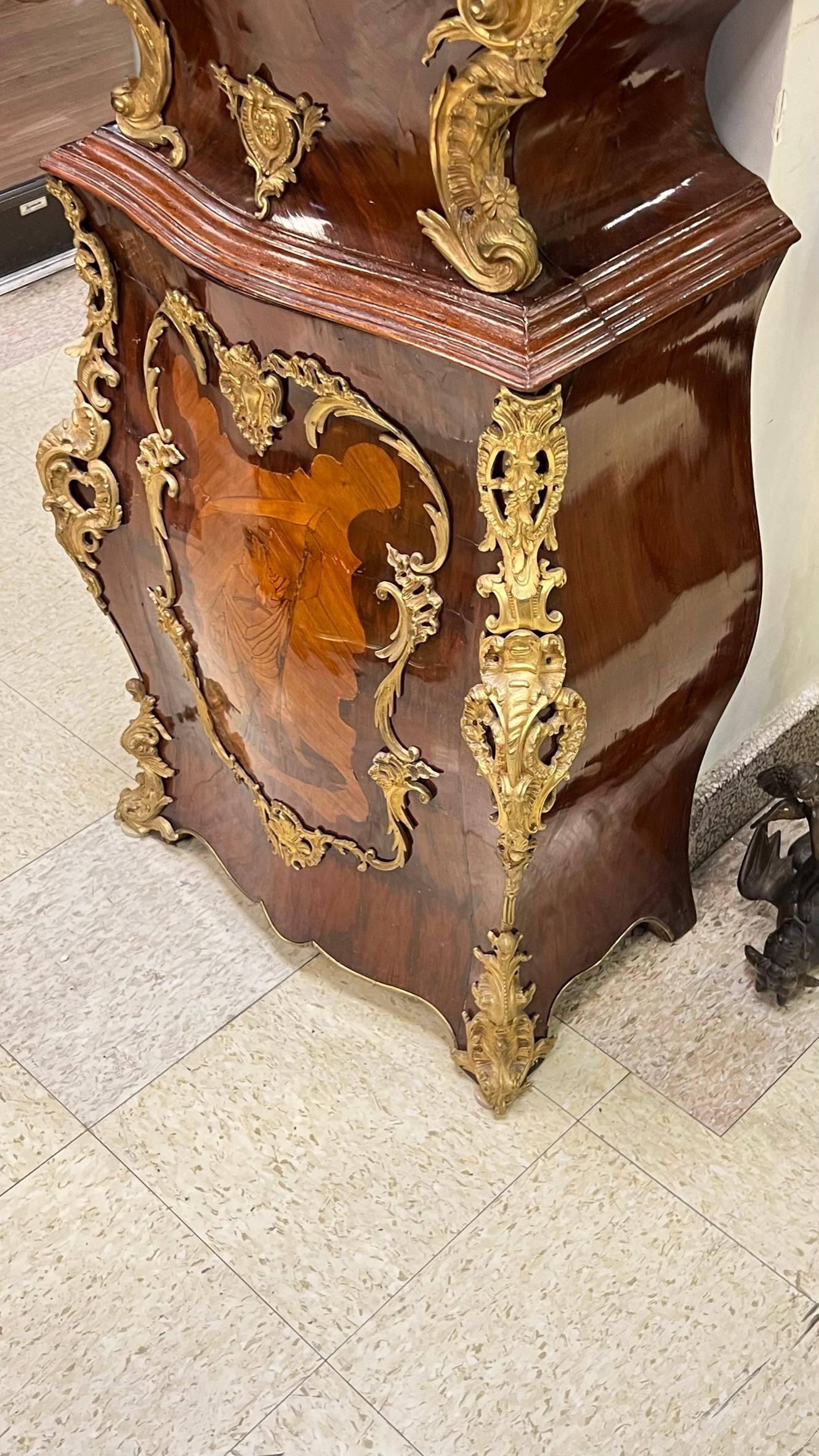 Louis XV-Style Gilt Bronze Mounted Kingwood Tall-Case Clock with Marquetry Inlay 11