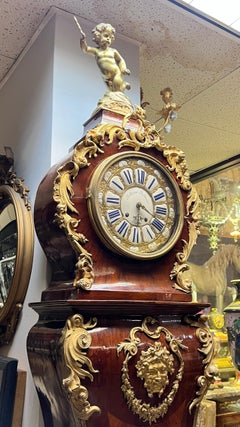 Louis XV-Style Gilt Bronze Mounted Kingwood Tall-Case Clock with Marquetry Inlay