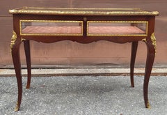 Louis XV Style Gilt Bronze Mounted Mahogany Bijouterie Vitrine Display Table.