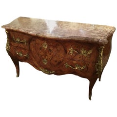 Louis XV Style Gilt Bronze Mounted Mahogany, Kingwood Marquetry Commode 19th c Louis XV Style Gilt Bronze Mounted Mahogany, Kingwood Marquetry Commode 19th c