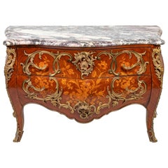 Louis XV Style Gilt-Bronze-Mounted Marquetry Commode