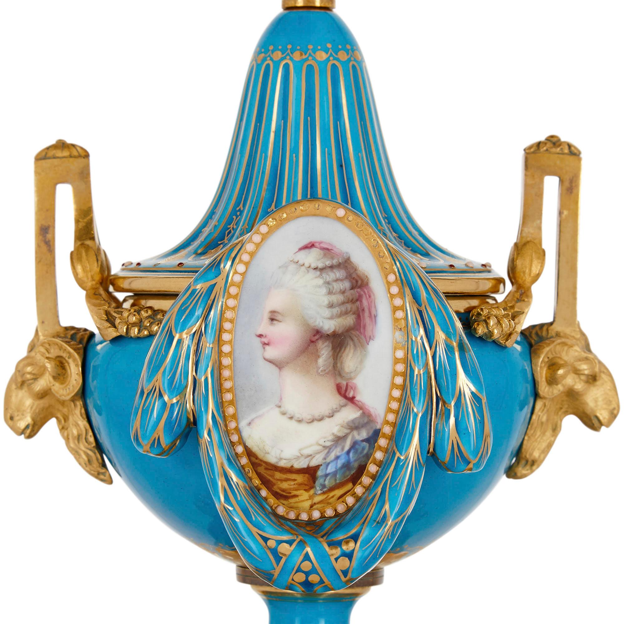 Louis XV Style Gilt Bronze Mounted Porcelain Mantel Clock In Good Condition In London, GB