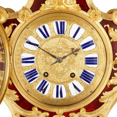 Louis XV Style Gilt Bronze Mounted Tortoiseshell Bracket Clock by Gros